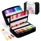 Ohuhu Pupe Paper-friendly (No Peeling) Brush and Fineliner Dual Tips 120 Colors Water-based Coloring Markers best price