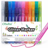 Ohuhu Water-Based Glitter Metallic Marker Pens, 12 Shimmer Colors free delivery