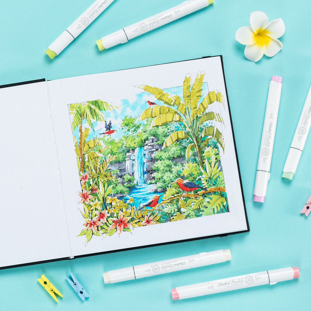 Ohuhu Bleedproof Double-Sided Marker Pad with PU Cover free delivery