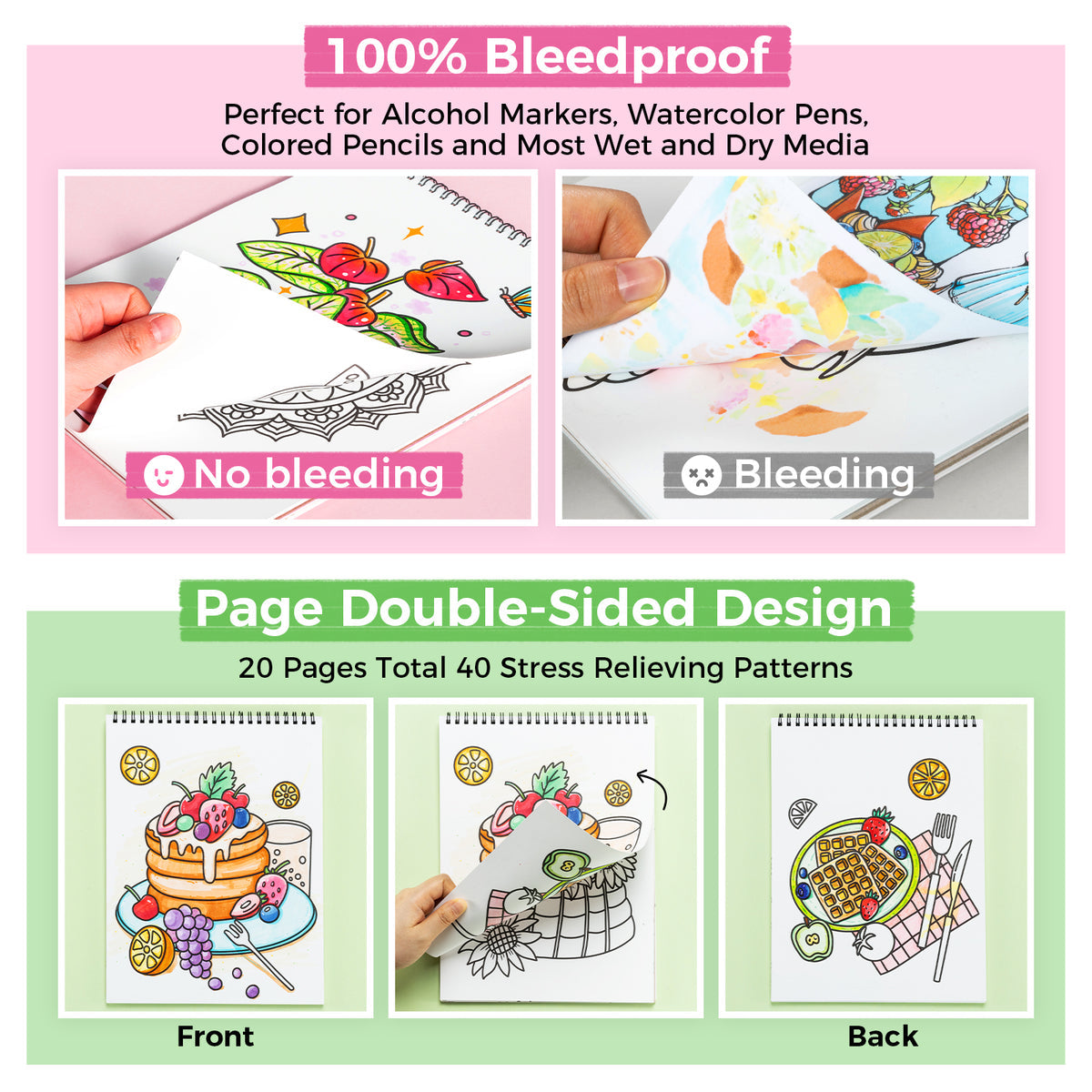 Ohuhu Double-Sided Bleedproof Coloring Book low price