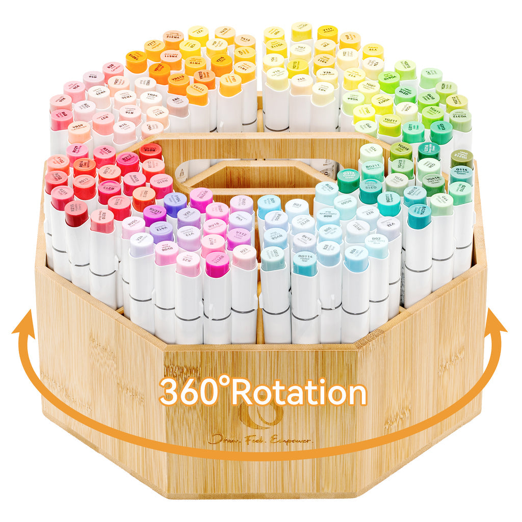 Ohuhu 360° Bamboo Rotating Marker Organizer free delivery