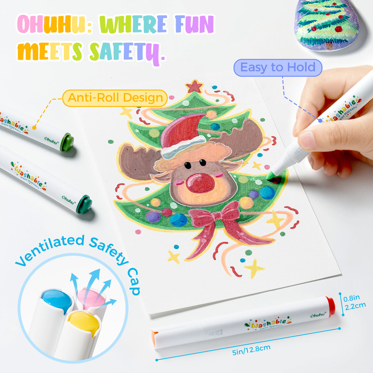 Ohuhu Washable Acrylic Paint Markers for Kids Bullet Tip low price