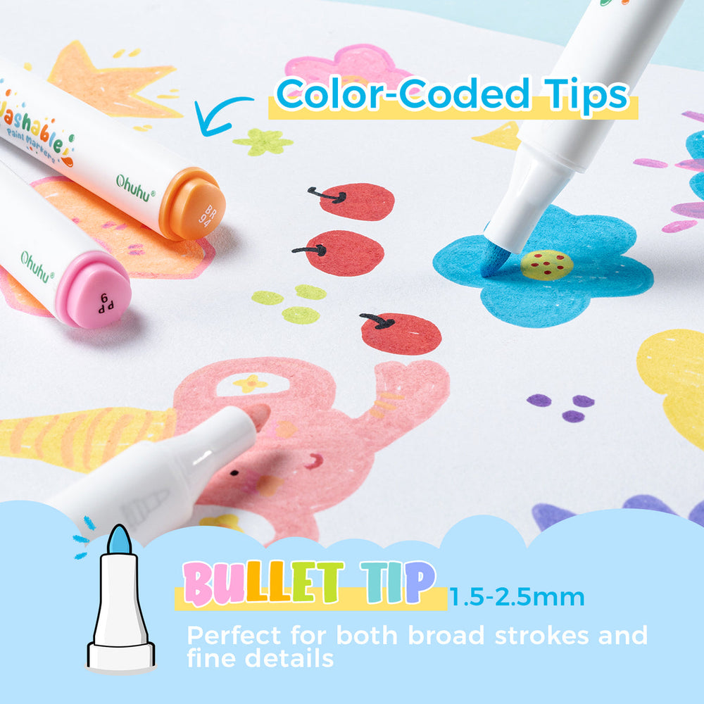 Ohuhu Washable Acrylic Paint Markers for Kids Bullet Tip low price