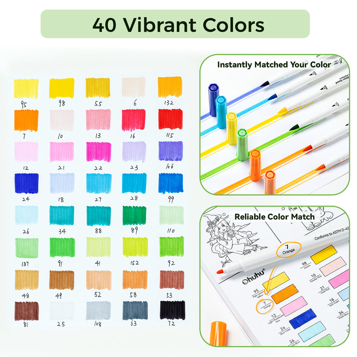 Ohuhu Pupe B 40 Paper-friendly (No Peeling)  Markers＆ Coloring Book Set near me