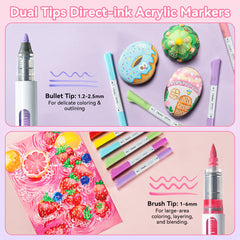 Ohuhu 24 Colors Brush & Bullet Automatic Ink Control Acrylic Markers - Waimoku best price