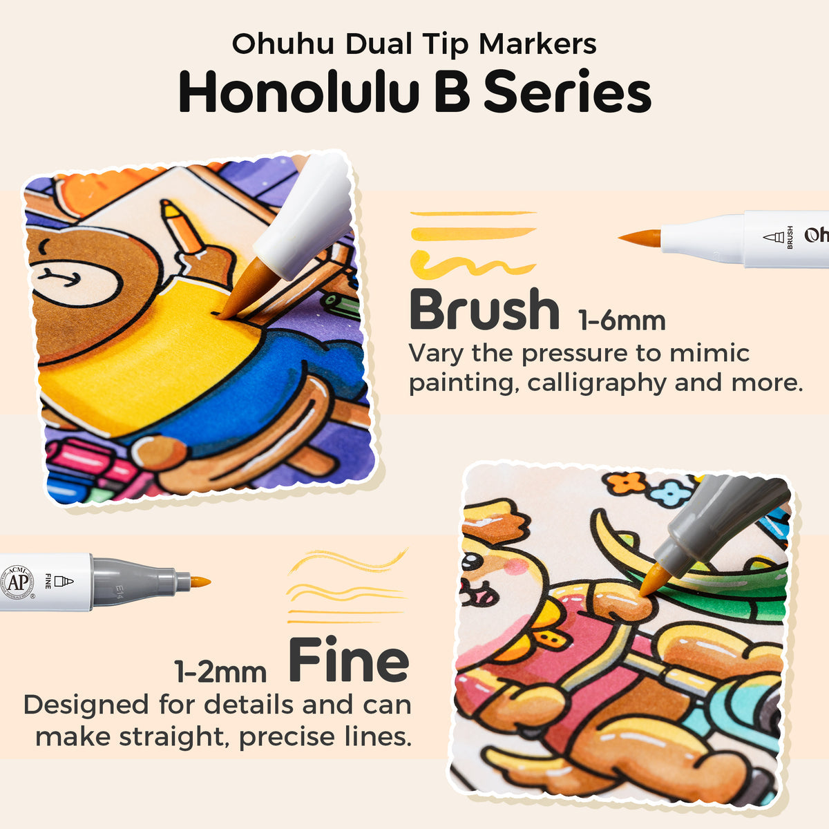 Ohuhu Honolulu B 48 Colors Alcohol Markers with Coloring Book free delivery