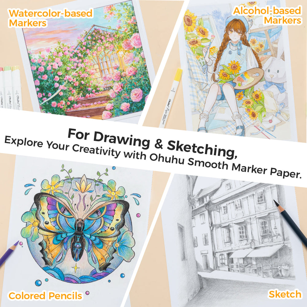 Ohuhu Marker Pads Art Sketchbooks for Markers, 2 Pack discount