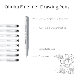 Ohuhu Fineliner Drawing Pen, 8 Pack best price