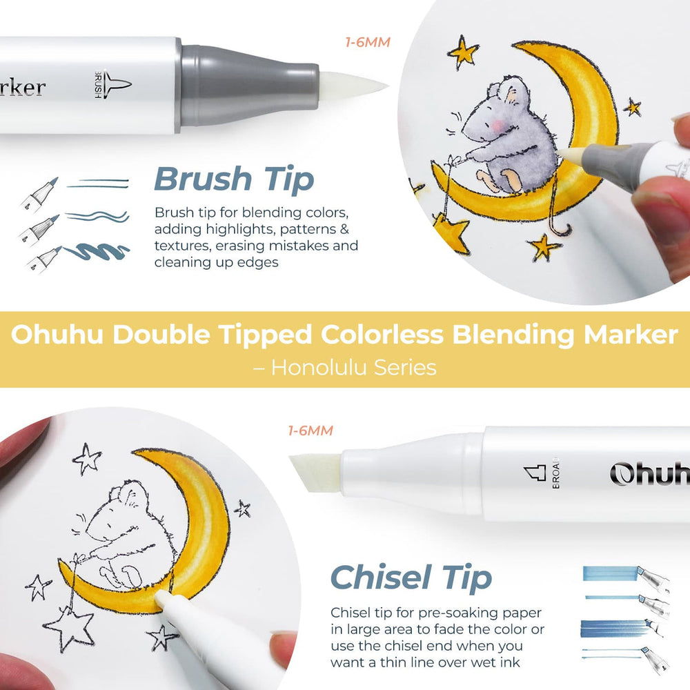 Ohuhu Honolulu Colorless Blender Marker - Pack of 6 low price