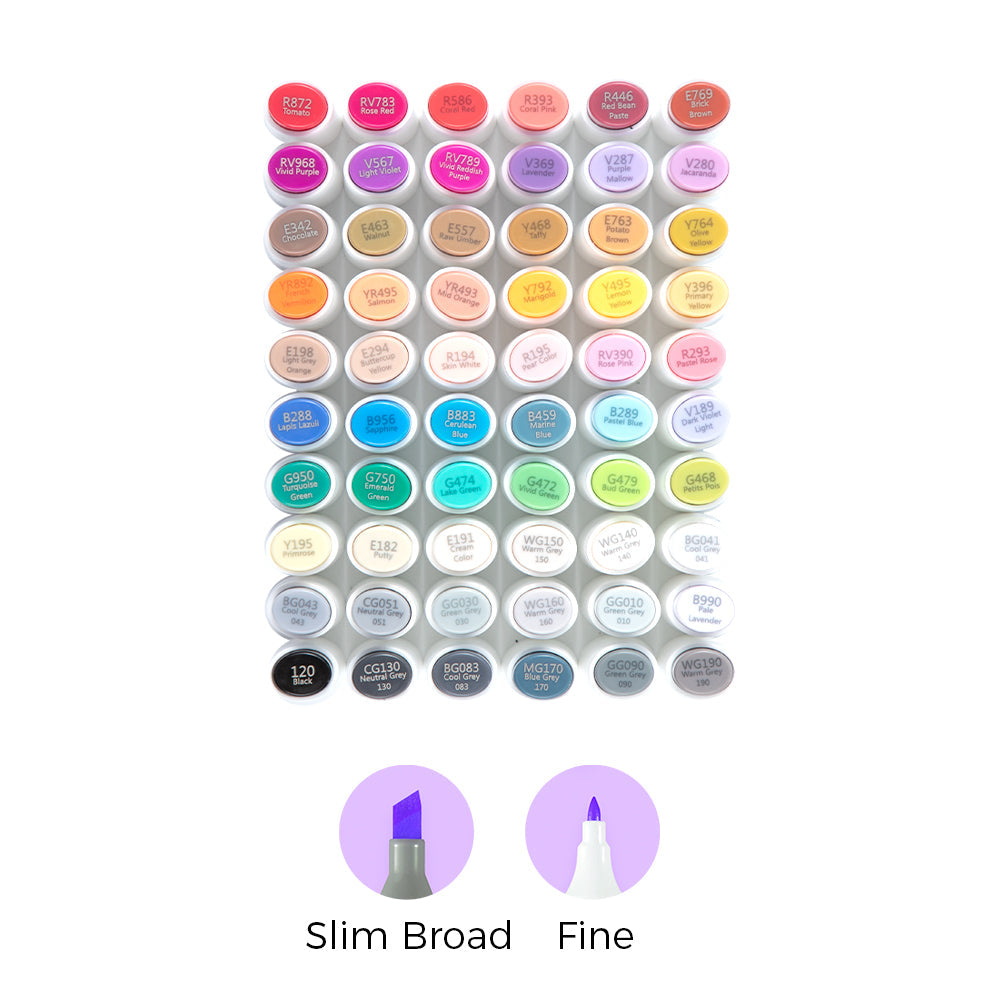 Ohuhu Kaala Five Tones Slim Broad and Fine Dual Tips Alcohol Art Markers low price