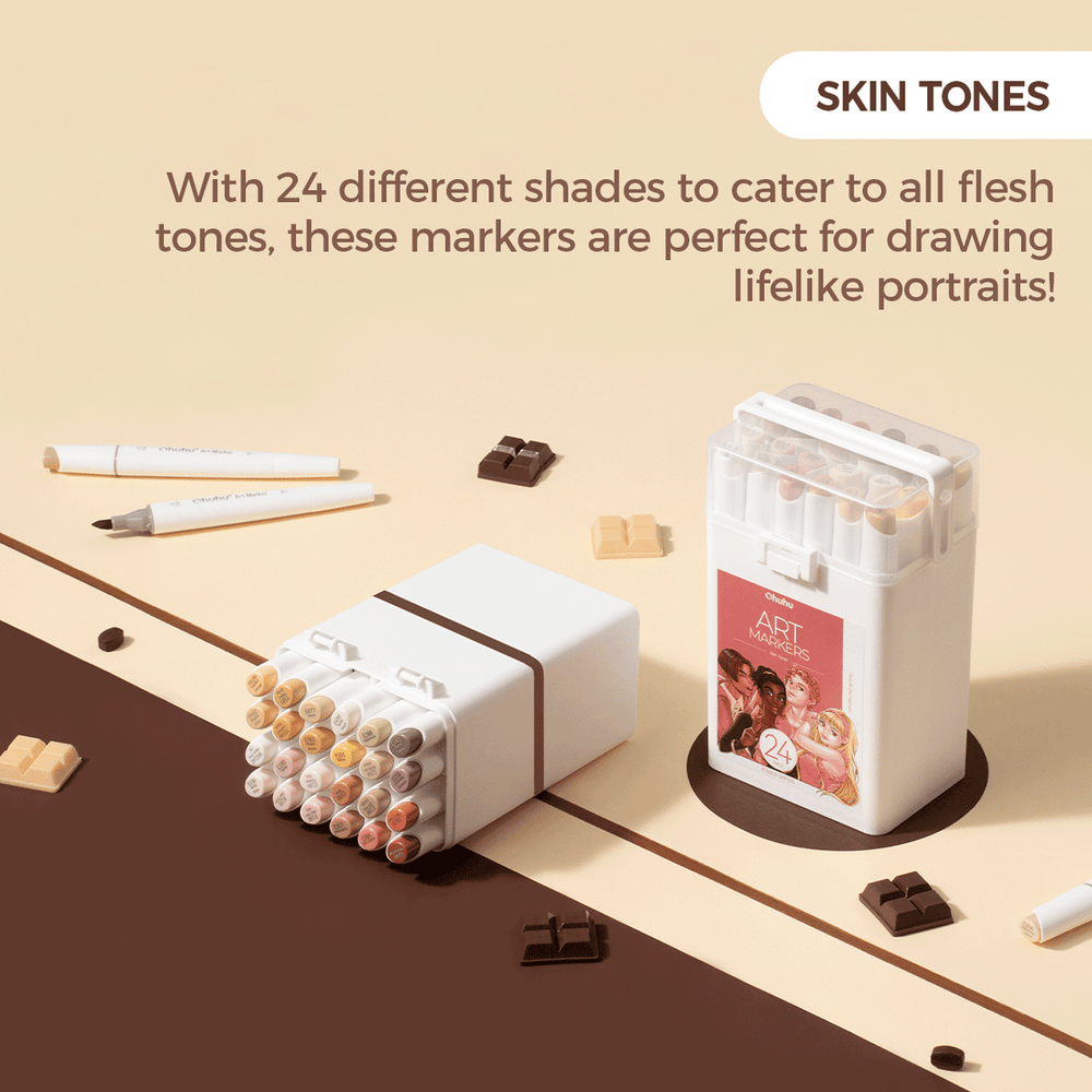 Ohuhu Kaala Five Tones Slim Broad and Fine Dual Tips Alcohol Art Markers low price