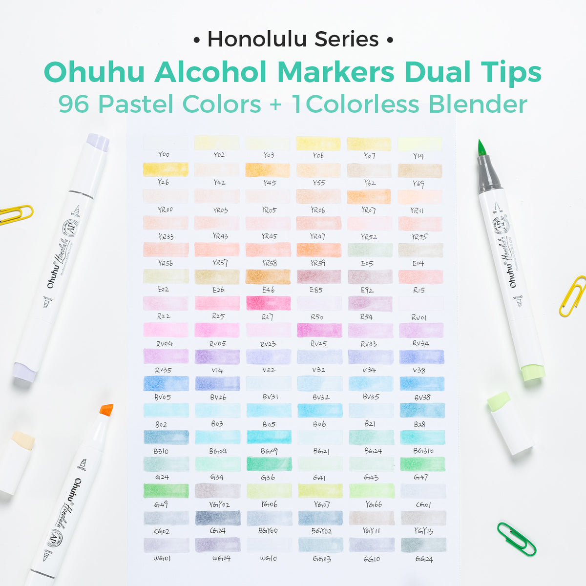 Ohuhu Honolulu 96 Pastel Colors Alcohol Art Markers - Sweetness & Blossoming (New Color Codes) low price