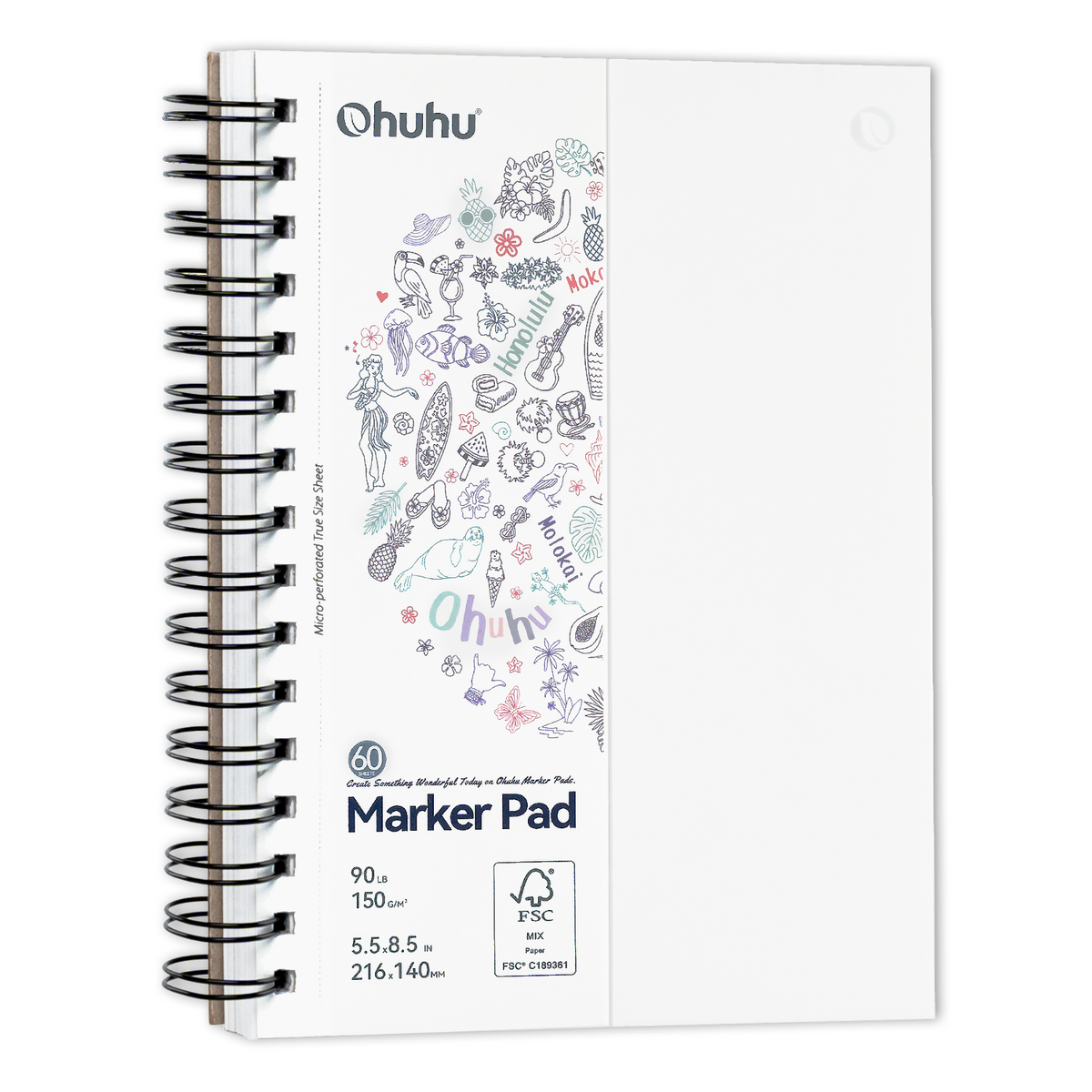 Ohuhu Bleedproof Double-Sided Marker Pad, Spiral-Bound discount
