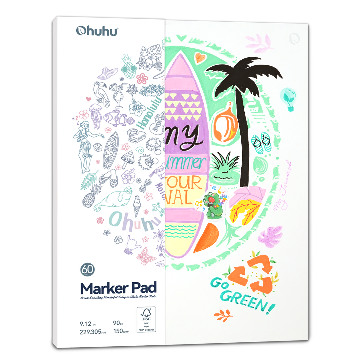 Ohuhu Bleedproof Double-Sided Marker Pad, Glue-Bound free delivery