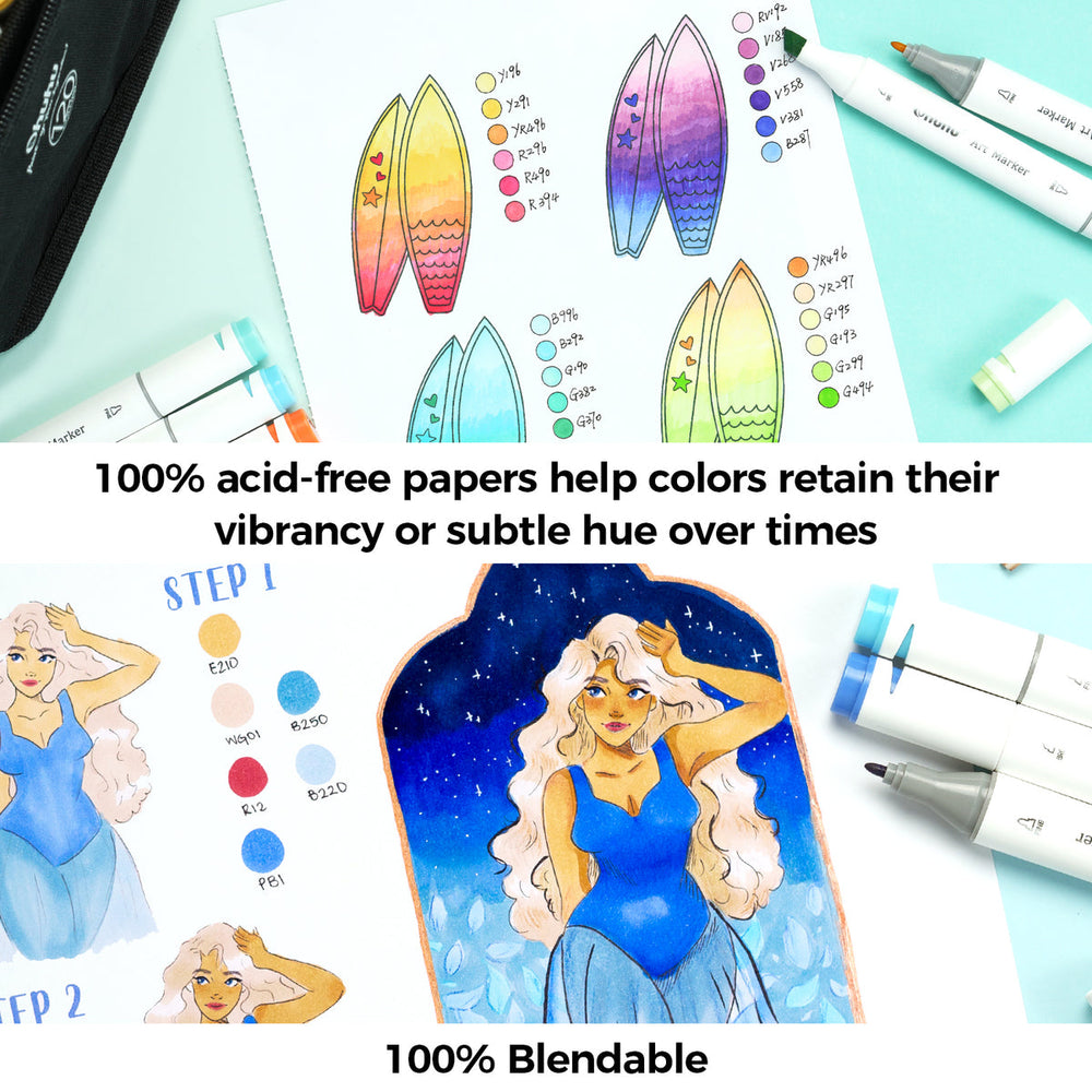 Ohuhu Bleedproof Double-Sided Marker Pad, Glue-Bound free delivery