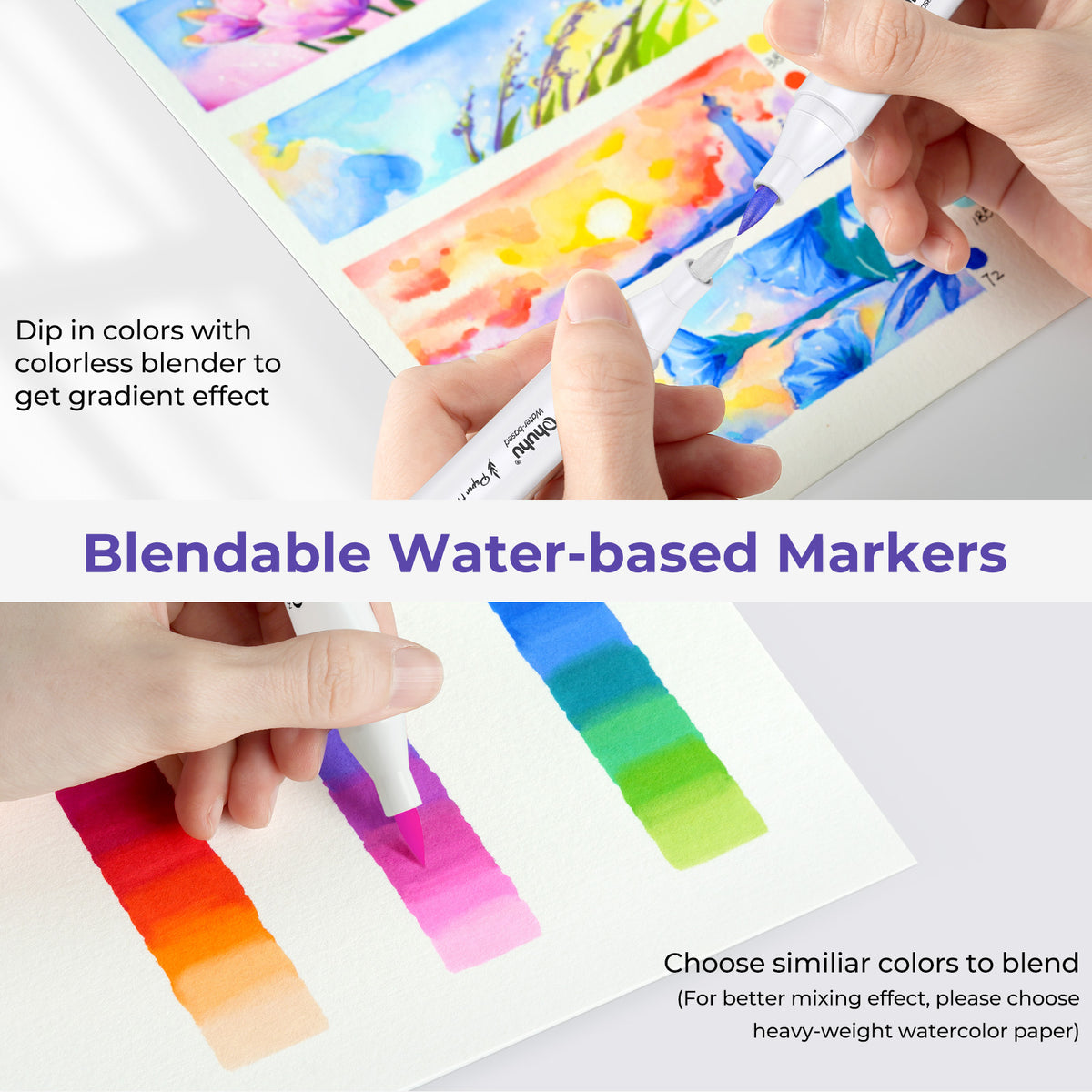 Ohuhu Paper-friendly (No Peeling) Markers Water-based 60 Colors low price